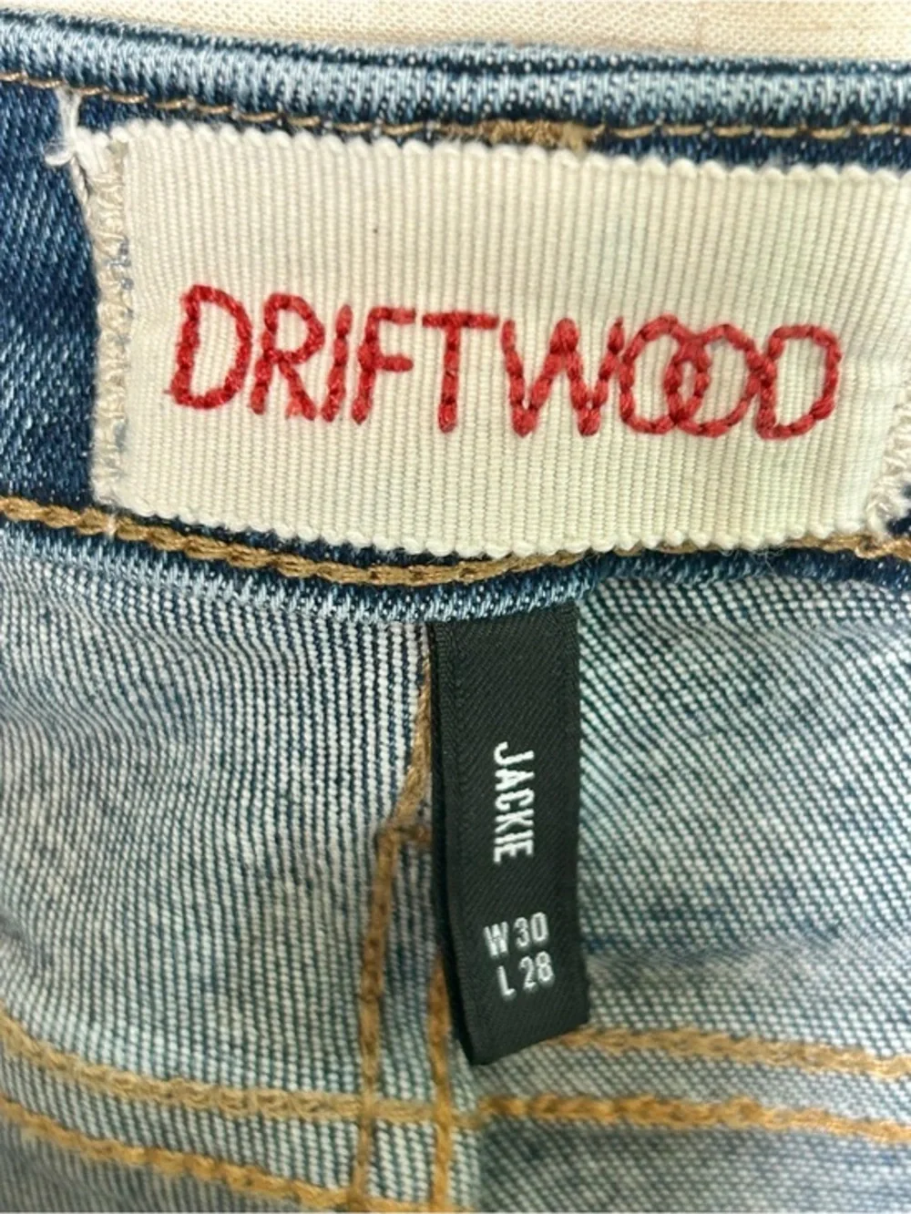 Driftwood High Rise Straight Leg Jeans Blue Chevron Side Stripe Women's 30